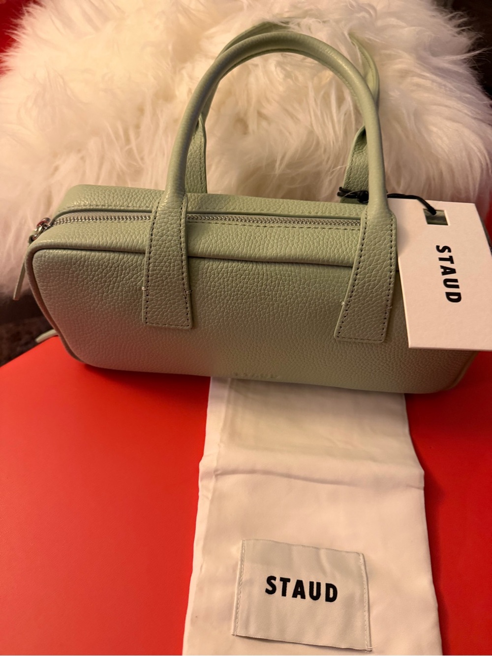 STAUD Light Mint Mini Barrel Bag